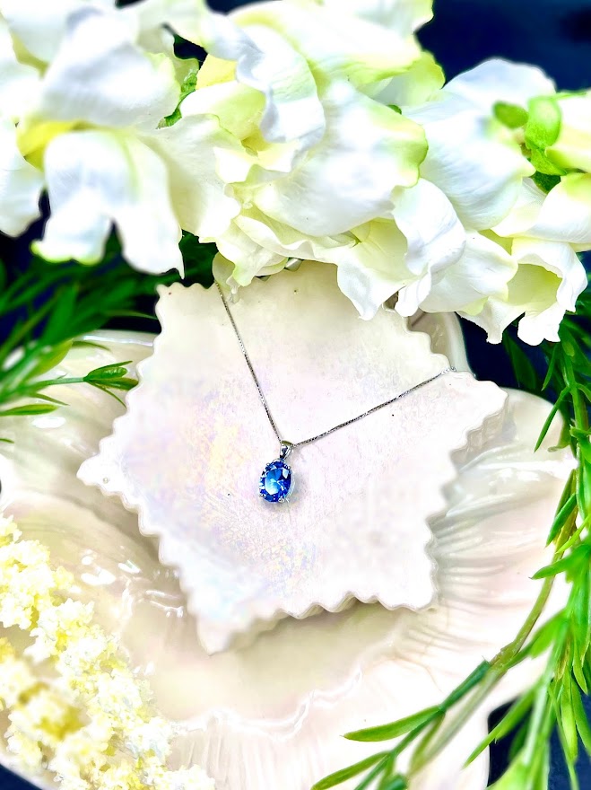 S925 Blue Topaz Gem Necklace