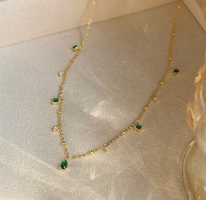 S925 Emerald Water Drop Choker Necklace