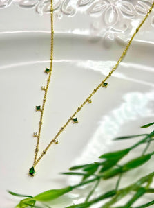 S925 Emerald Water Drop Choker Necklace